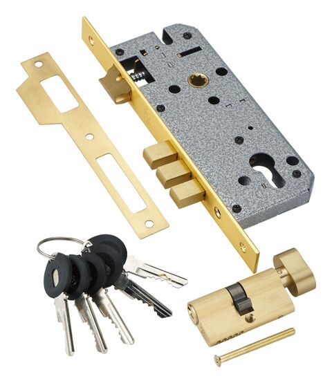 Замок врезной  ADDEN BAU LOCK 4585 5-60B золото